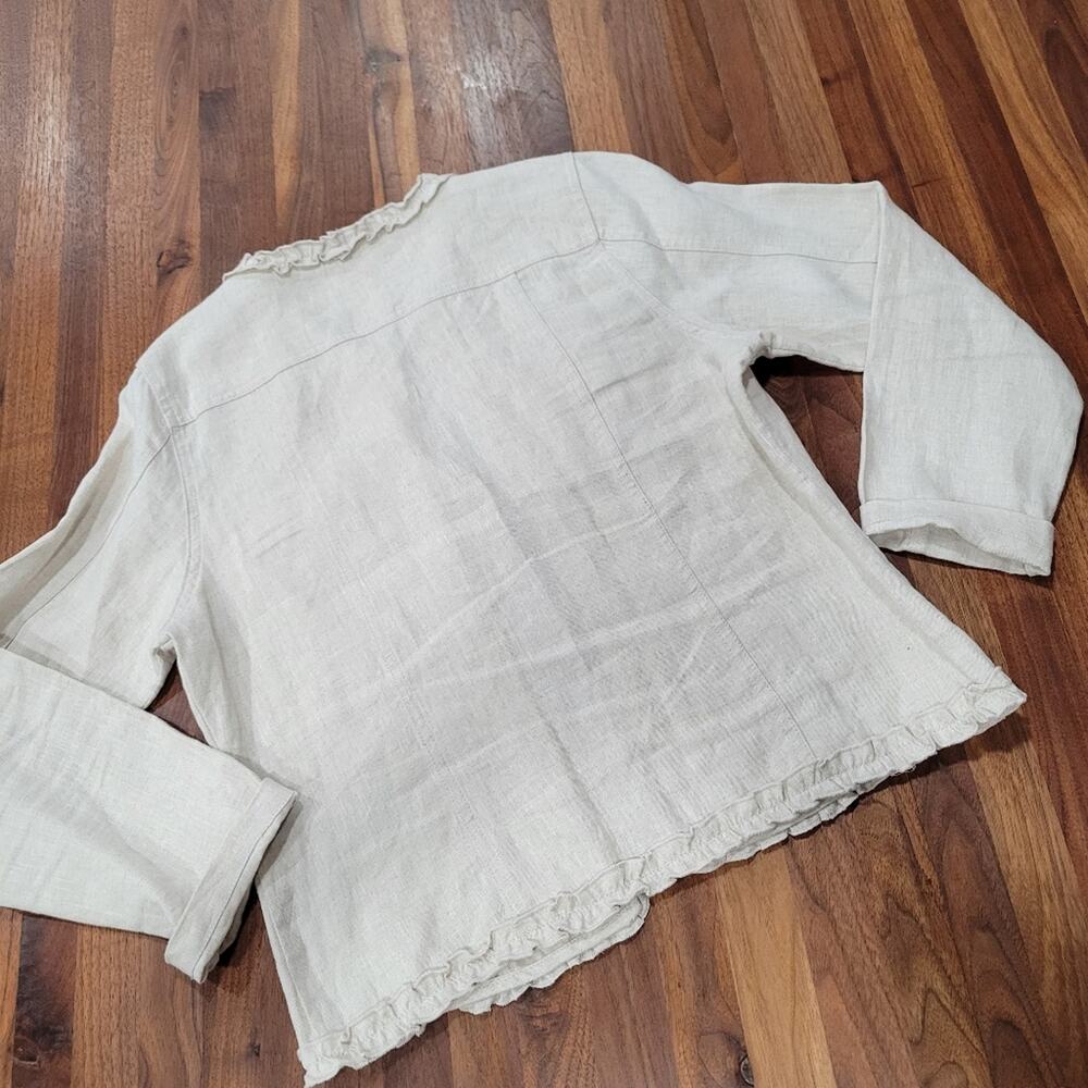 Christopher & Banks Linen Open Front Ruffled Fron… - image 2